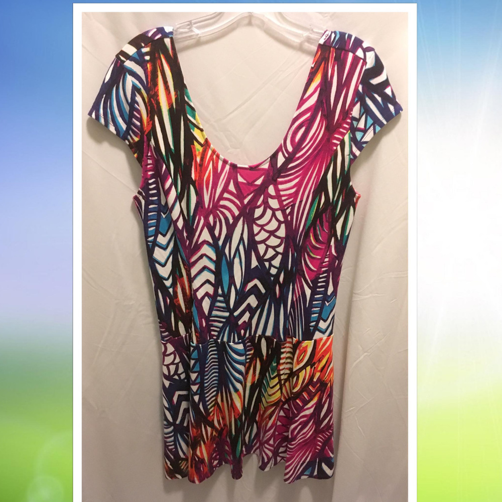Beautiful Ambar colorful abstract print mini dress, sz M